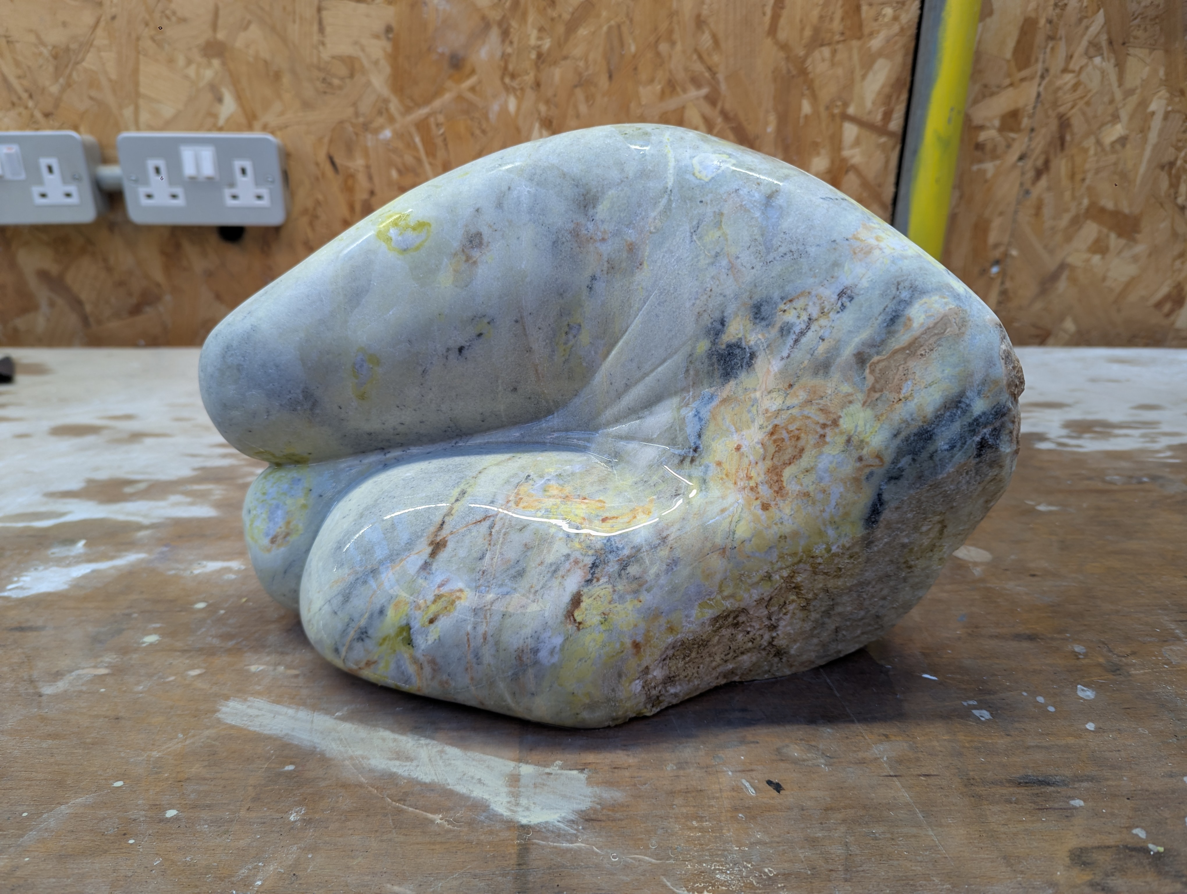 a sculpture depicting abstract shapes