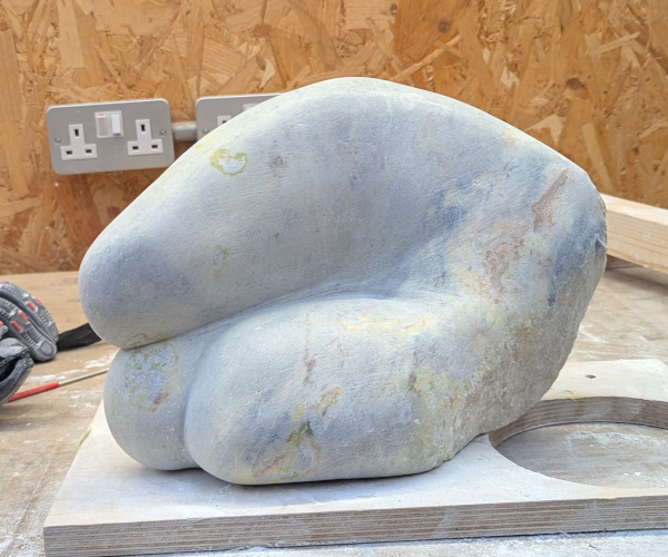 a sculpture depicting abstract shapes